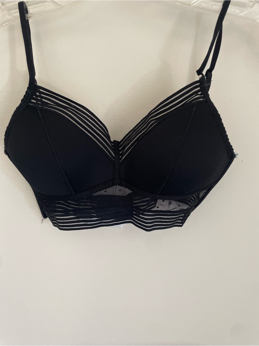 Black Strappy Mesh Longline Bra